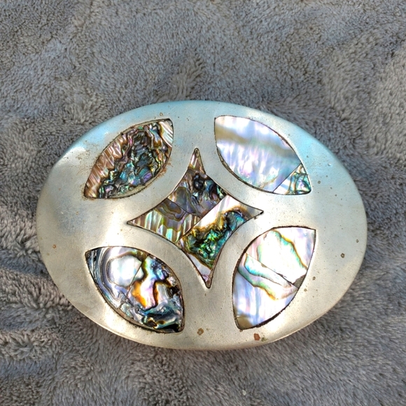 Other - Silver tone abalone belt buckle